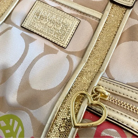 Coach Poppy Signature Daisy Tote in Gold Multicolor Floral Print - Picture 3 of 10